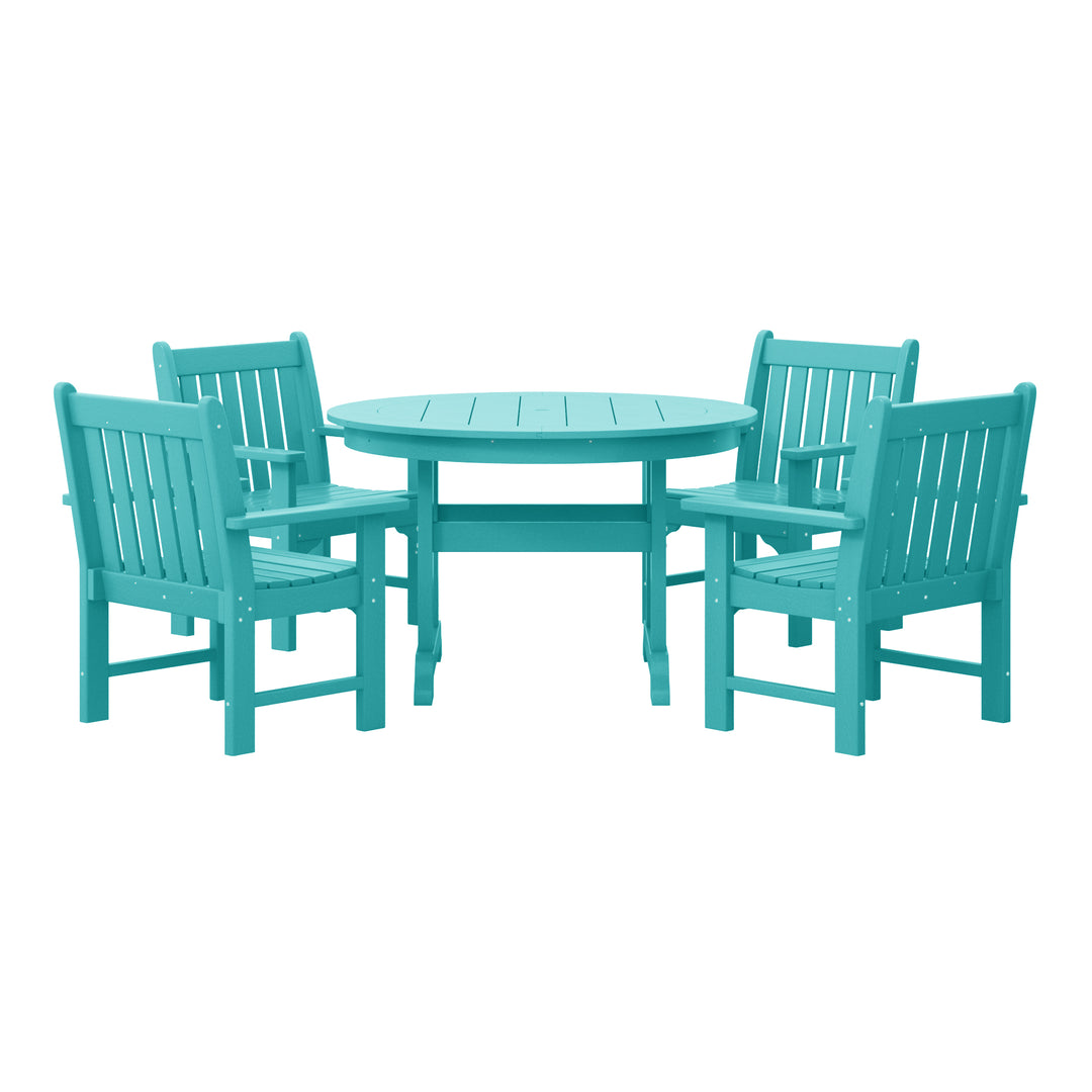 Malibu 5-Piece HDPE Outdoor Patio Chair and Round Table Dining Set