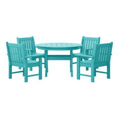 Malibu 5-Piece HDPE Outdoor Patio Chair and Round Table Dining Set