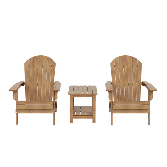 Tuscany HIPS 3-Piece Outdoor Folding Adirondack Chair With Side Table Set