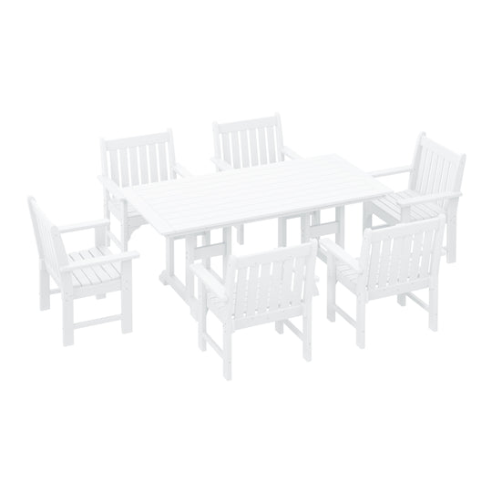 Malibu 7-Piece HDPE Outdoor Dining Patio Table and Chairs Set