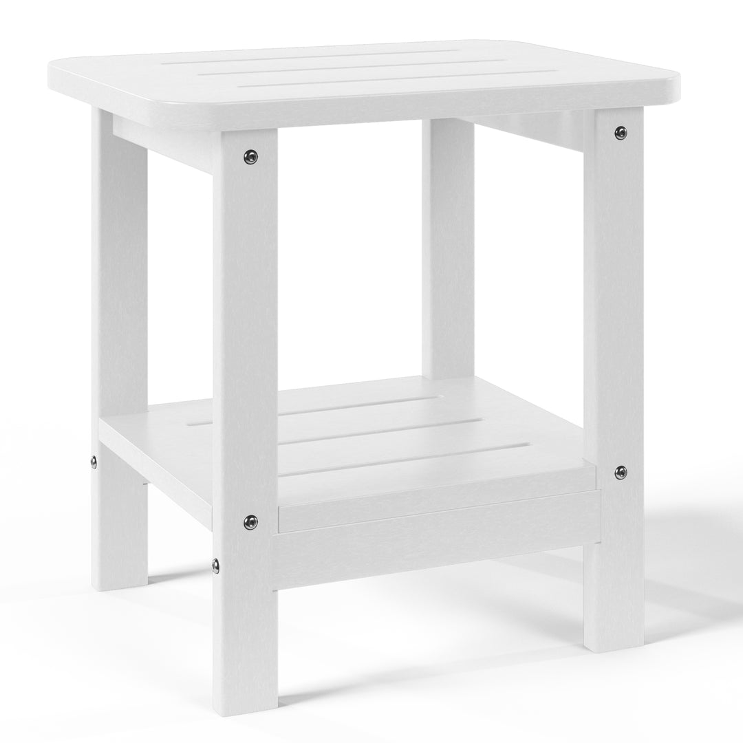 Aruba 2-Tier Outdoor HDPE Modern Adirondack Square Patio Side Table