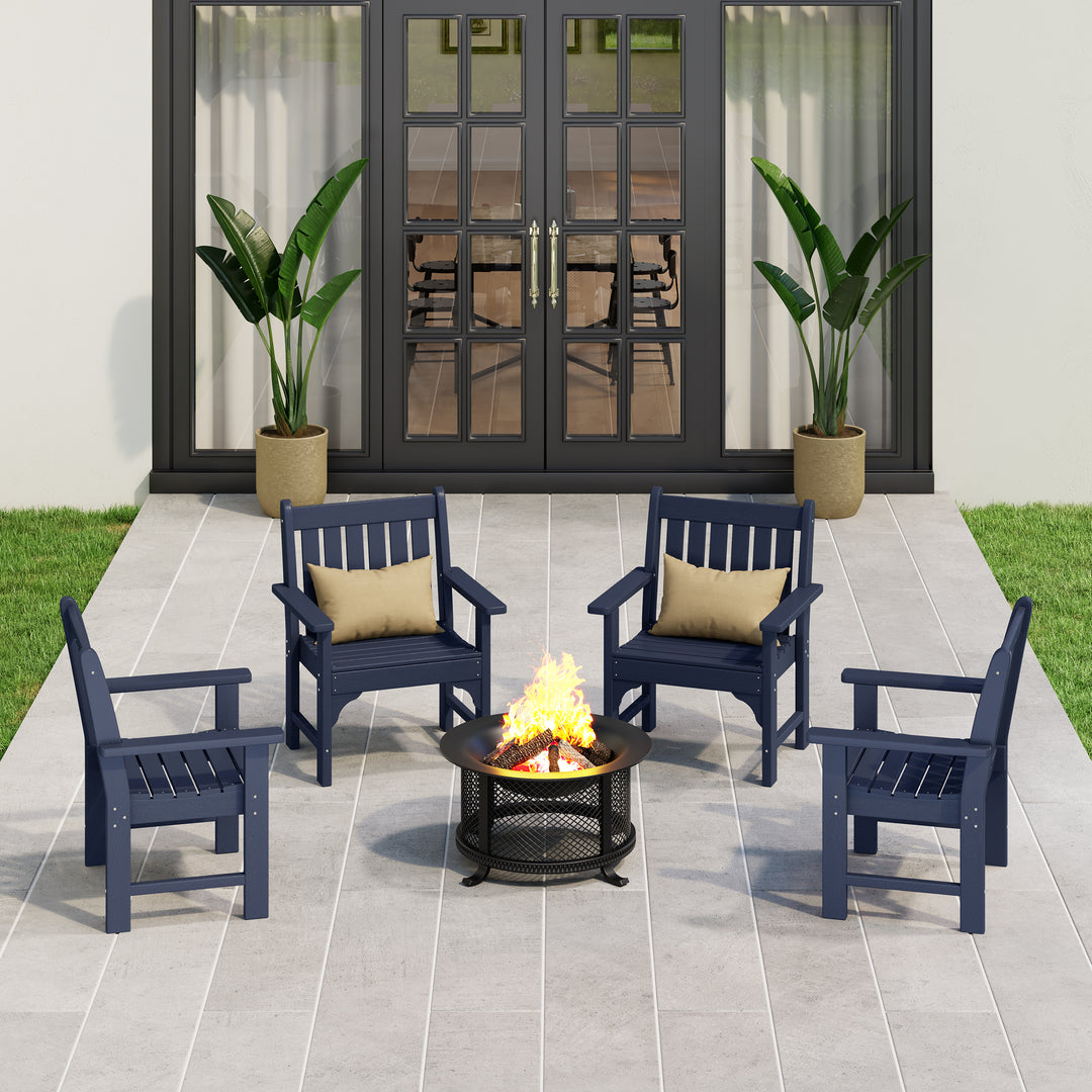 Malibu Outdoor Patio HDPE Adirondack Dining Arm Chairs (Set of 4)