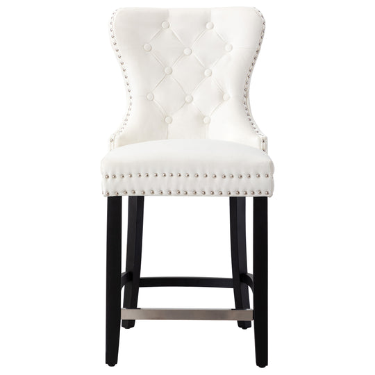 Wordford 24" Tufted Velvet Counter Stool, Black