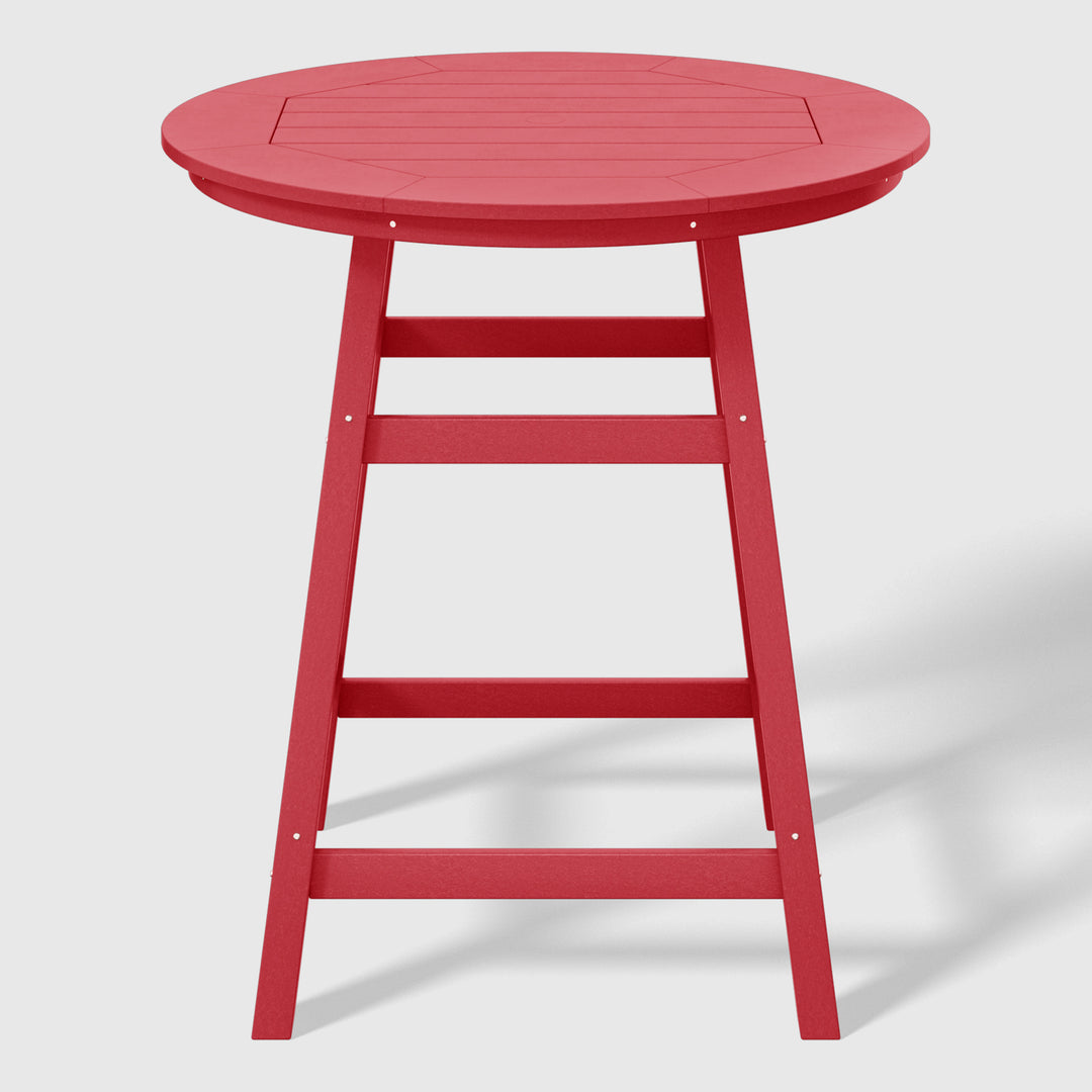 Malibu 5-Piece HDPE Outdoor Patio Dining Bar Bistro Table Set with Counter High Round Bar Stools