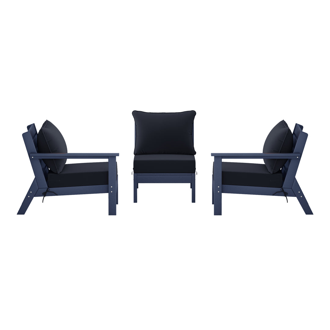 Avalon Outdoor Patio HDPE Sectional Sofa with Patio Cushions