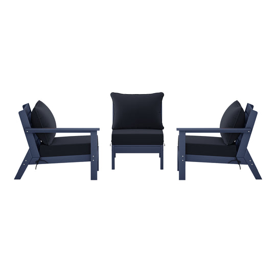 Avalon Outdoor Patio HDPE Sectional Sofa with Patio Cushions