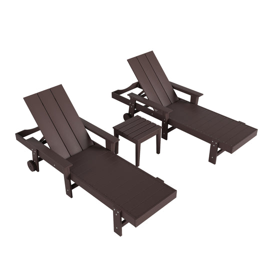 Ashore Modern Poly Reclining Chaise Lounge Set with Side Table