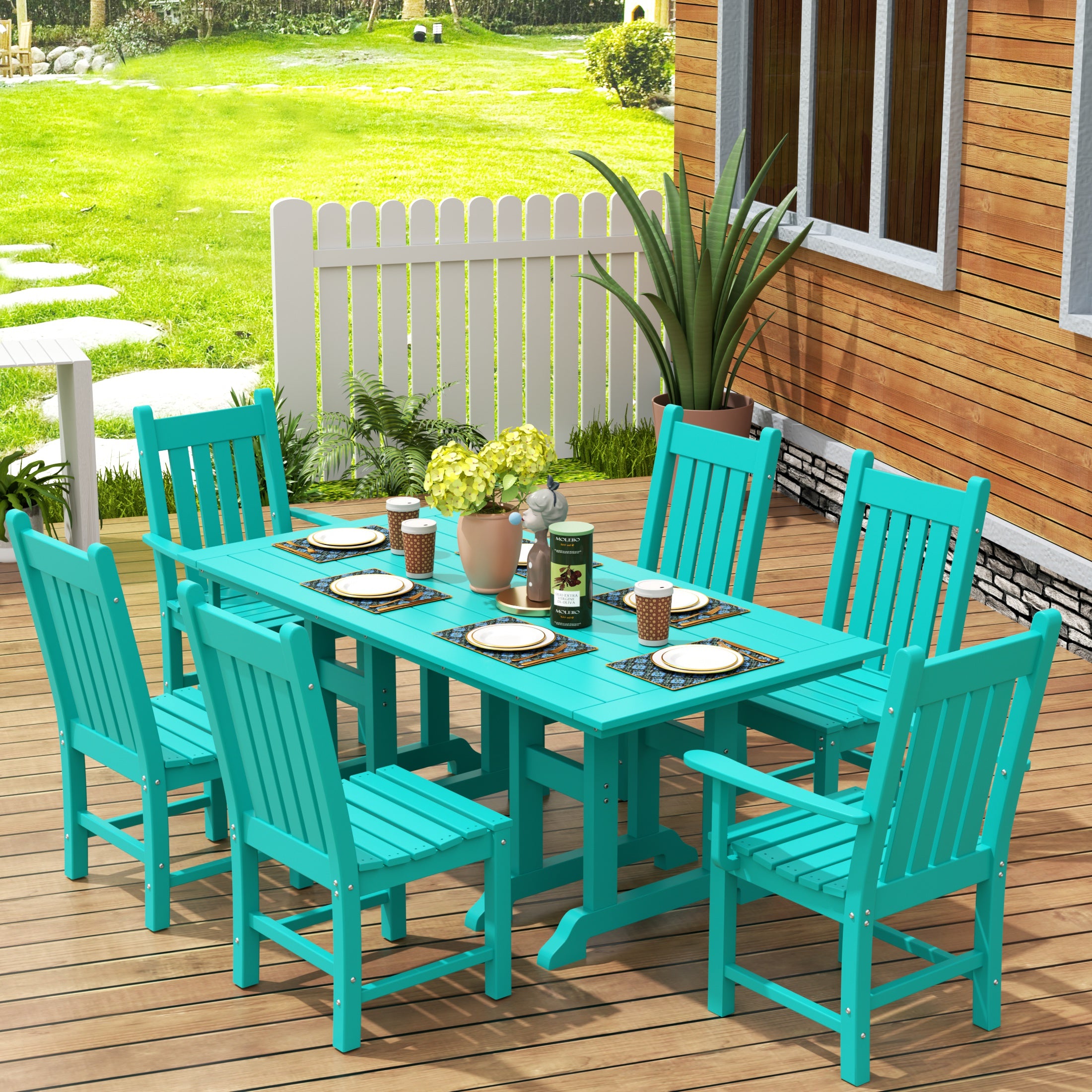 Malibu 7 Piece Outdoor Patio Dining Set Outdoor Table and Chair Set