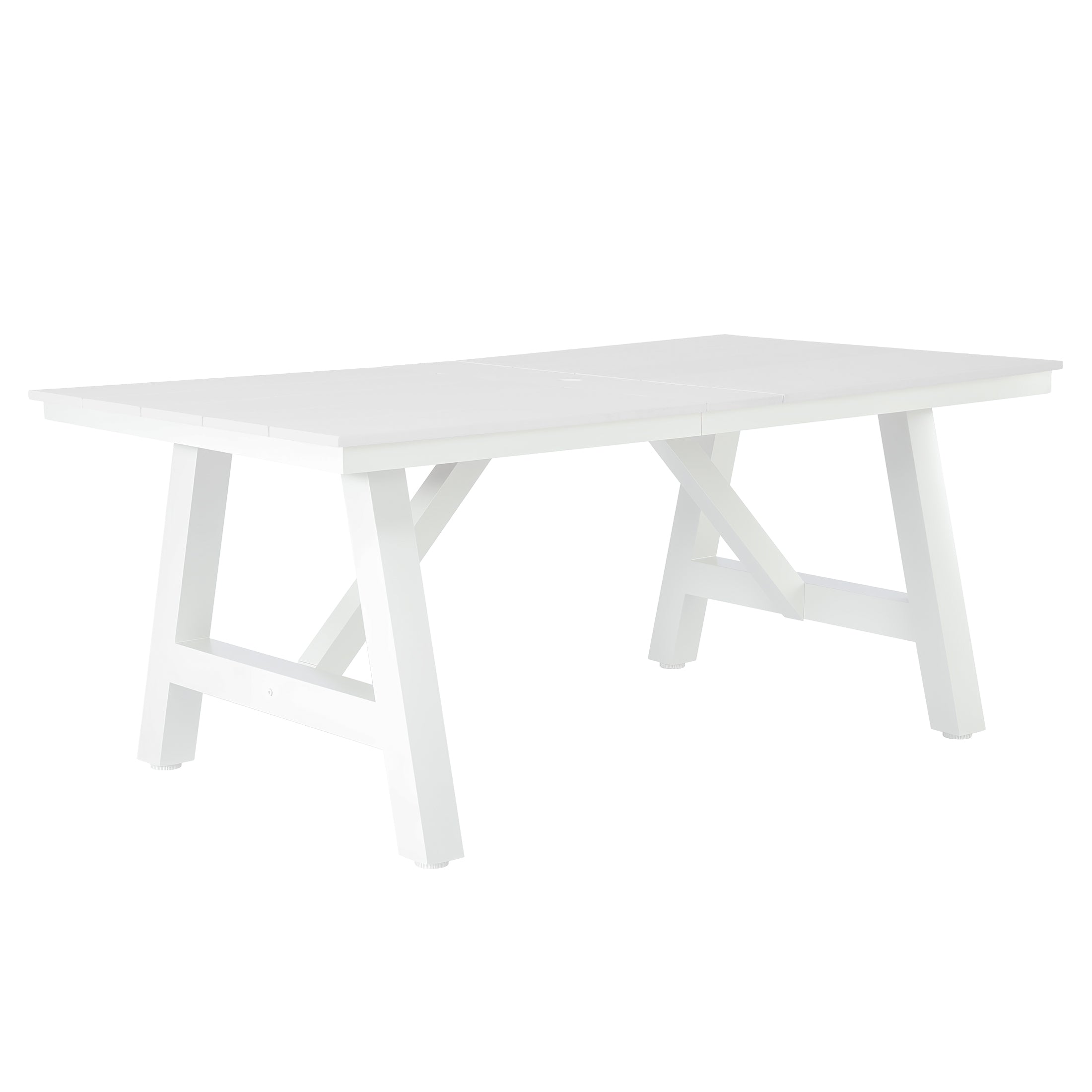 Cape May 72" HDPE Rectangle Outdoor Patio Dining Table With Umbrella Hole and Metal Frame