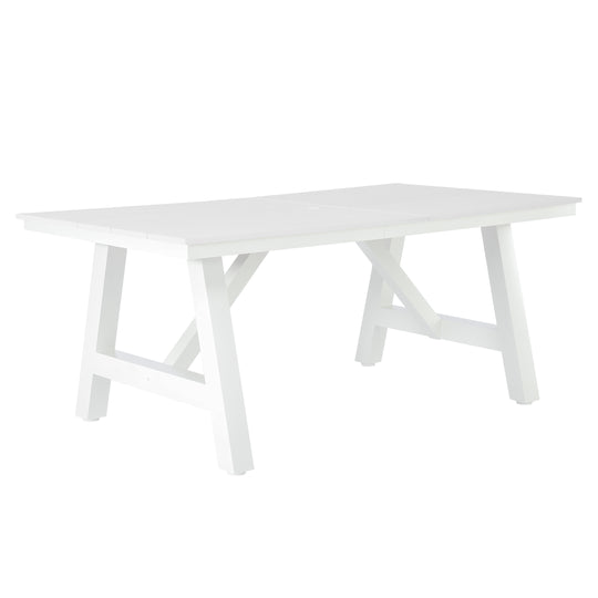 Cape May 72" HDPE Rectangle Outdoor Patio Dining Table With Umbrella Hole and Metal Frame