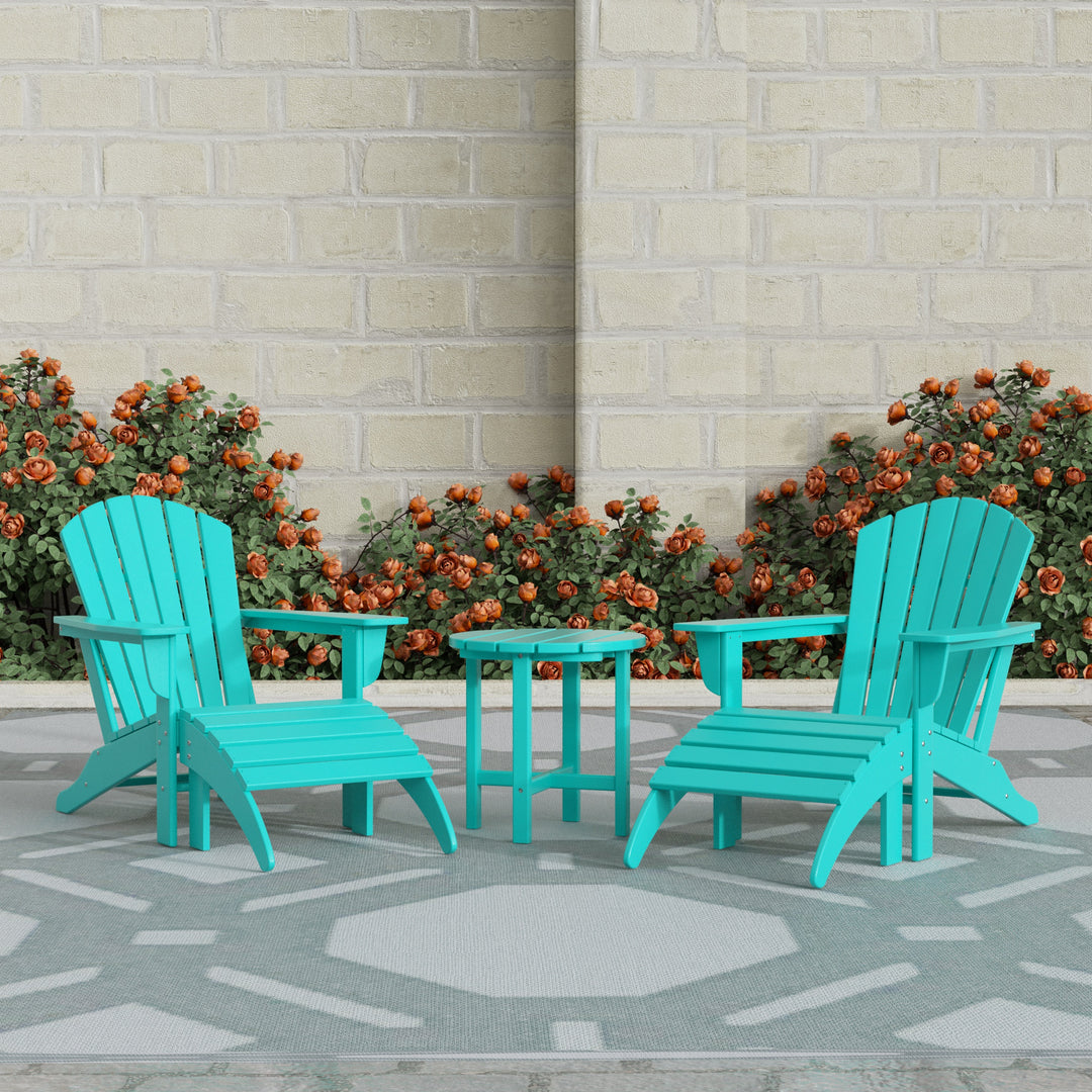 Dylan Outdoor Adirondack Chair With Ottoman And Side Table 5-Piece Set