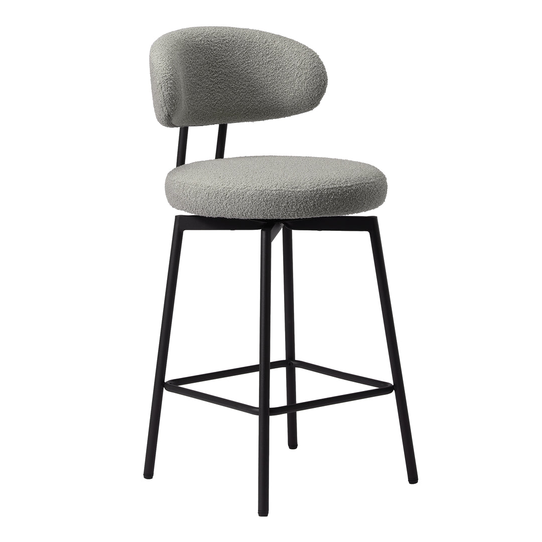Alexandria Modern Upholstered Sherpa Fabric Counter Height Bar Stools with Back (Set of 2)