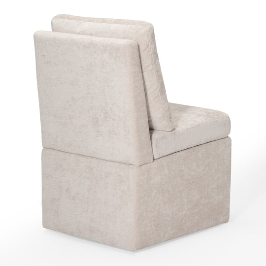 Soho Modern Upholstered Chenille Armless Dining Chairs With Casters (Set of 4)