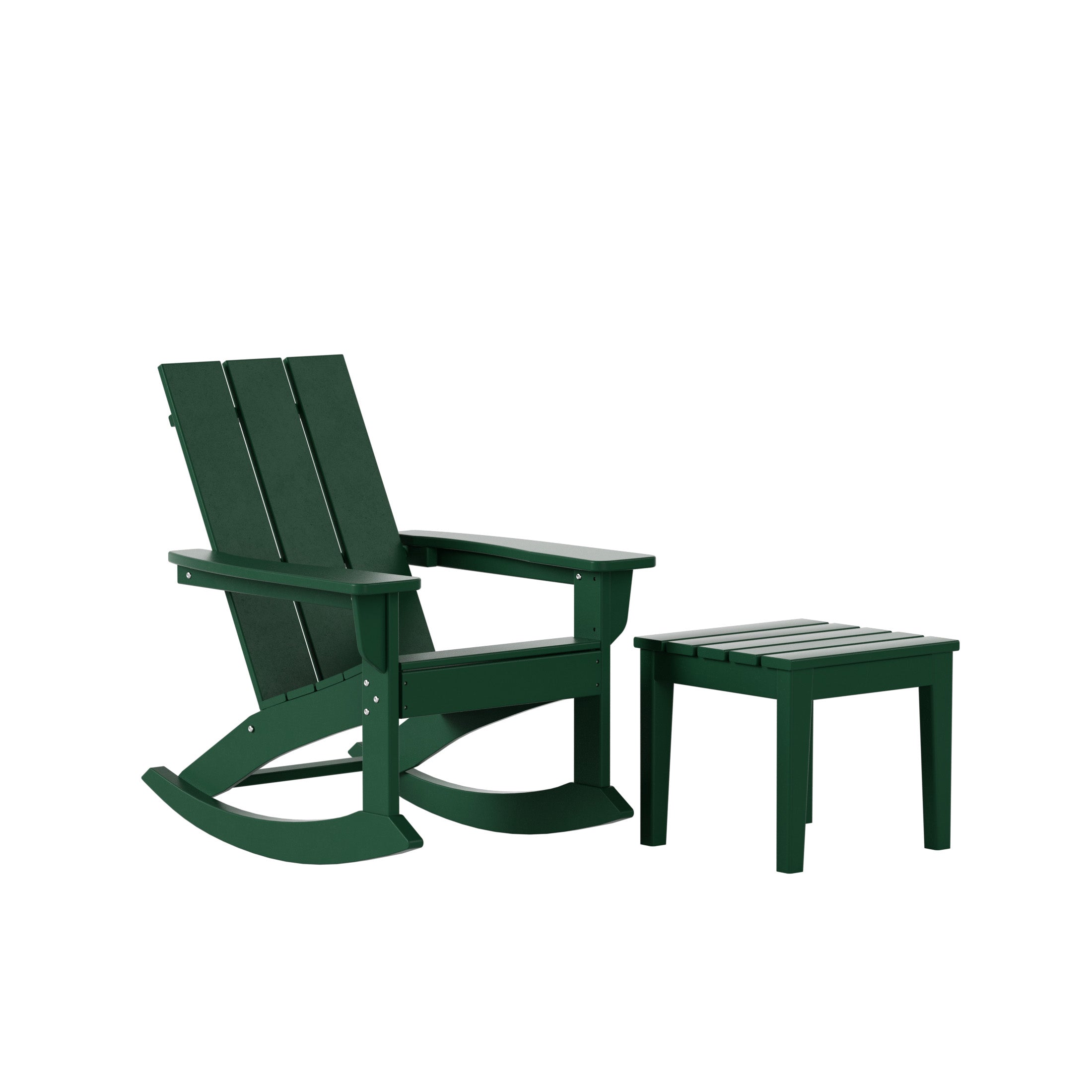 Ashore 2-Pieces Set Modern Plastic Outdoor Rocking Chair with Square Side Table