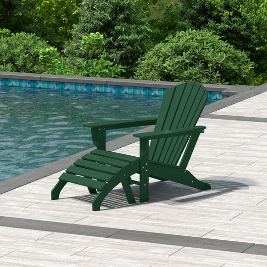 Dylan Outdoor Adirondack Chair With Ottoman 2-Piece Set