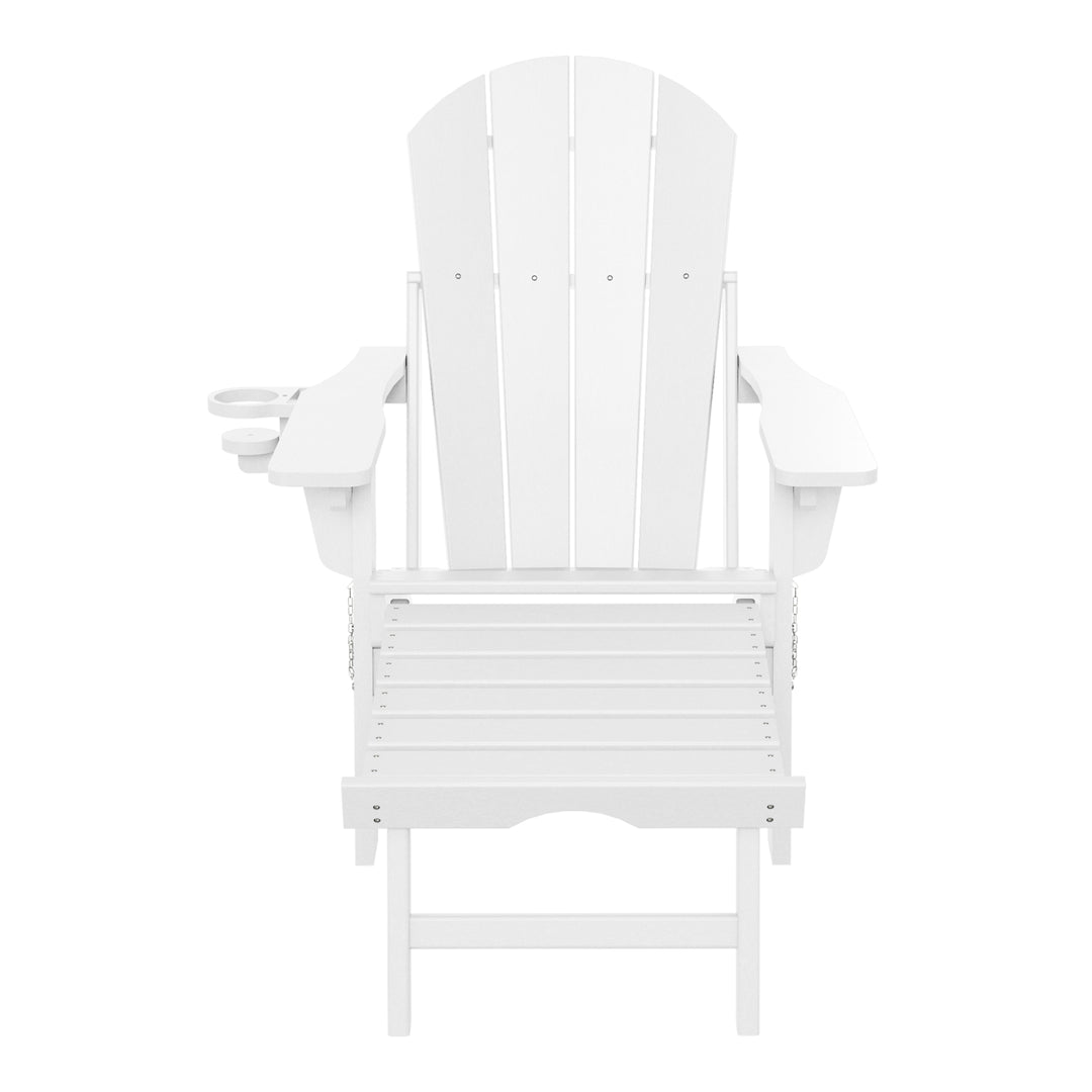 Malibu Folding Adjustable Adirondack Chair with Retractable Ottoman and Cup Holder