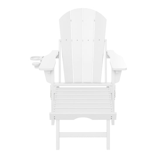 Malibu Folding Adjustable Adirondack Chair with Retractable Ottoman and Cup Holder