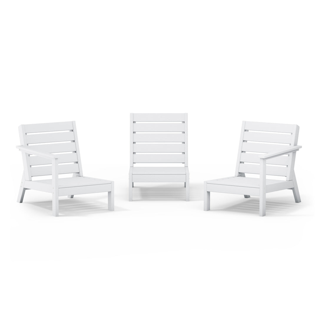 Avalon Outdoor Patio 3-Piece HDPE Deep Seating Sectional Sofa