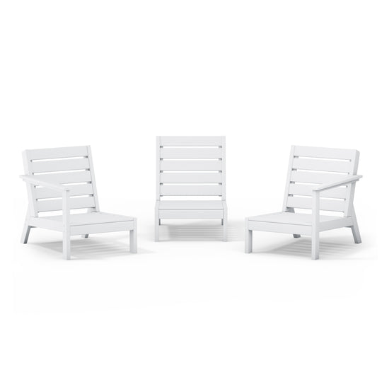 Avalon Outdoor Patio 3-Piece HDPE Deep Seating Sectional Sofa