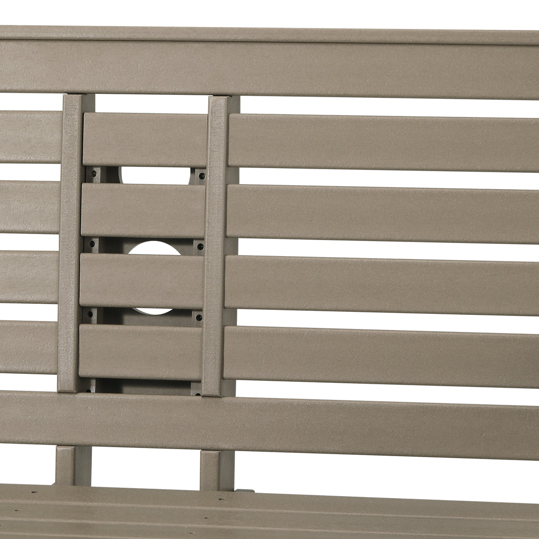 St Charles Outdoor HDPE 54" Front Hanging Porch Swing Bench With Cupholders