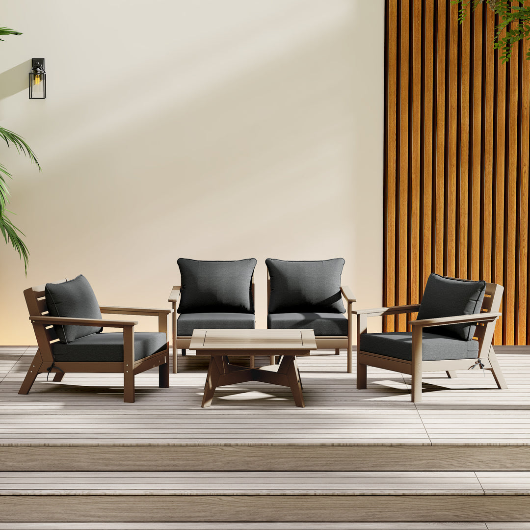 Avalon Outdoor 5-Piece Modular Sectional Patio Furniture Sofa Set