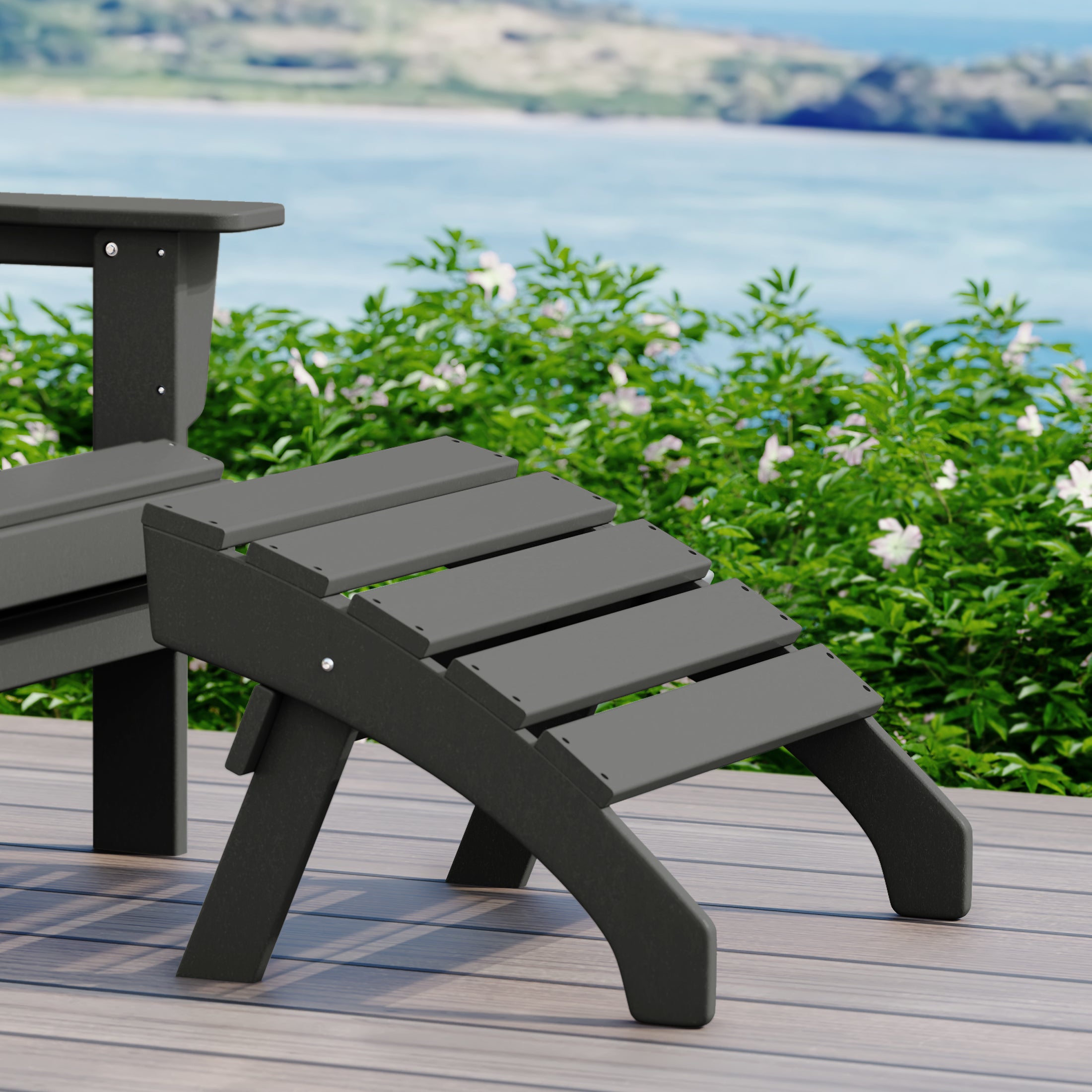 Dylan Outdoor Patio HDPE Adirondack Ottoman Footrest