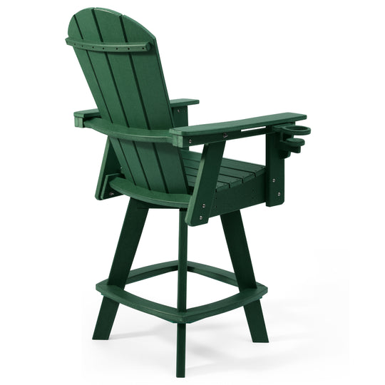 Malibu Outdoor HDPE Swivel Adirondack Bar Height Chair With Cup Holder