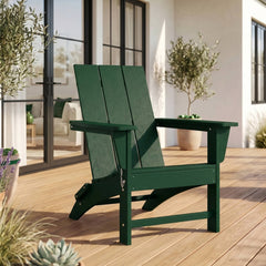 Ashore folding Adirondack chair in Dark Green styled outdoors