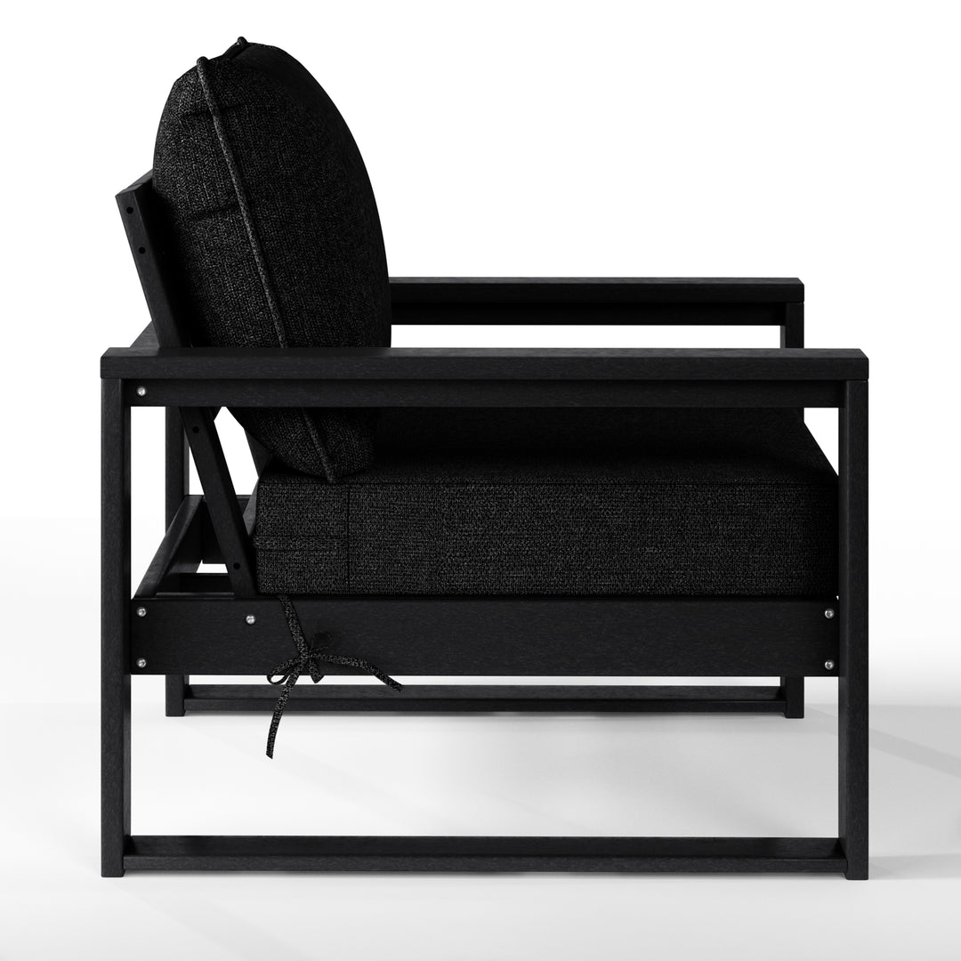 Outdoor Modern HDPE Patio Club Chair with Waterproof Deep Seat Cushions
