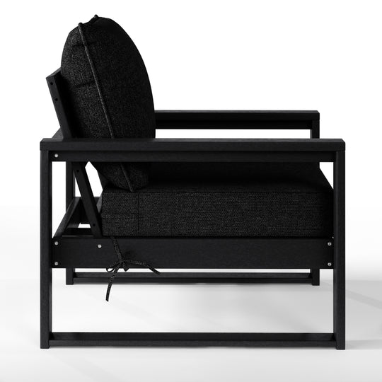 Outdoor Modern HDPE Patio Club Chair with Waterproof Deep Seat Cushions