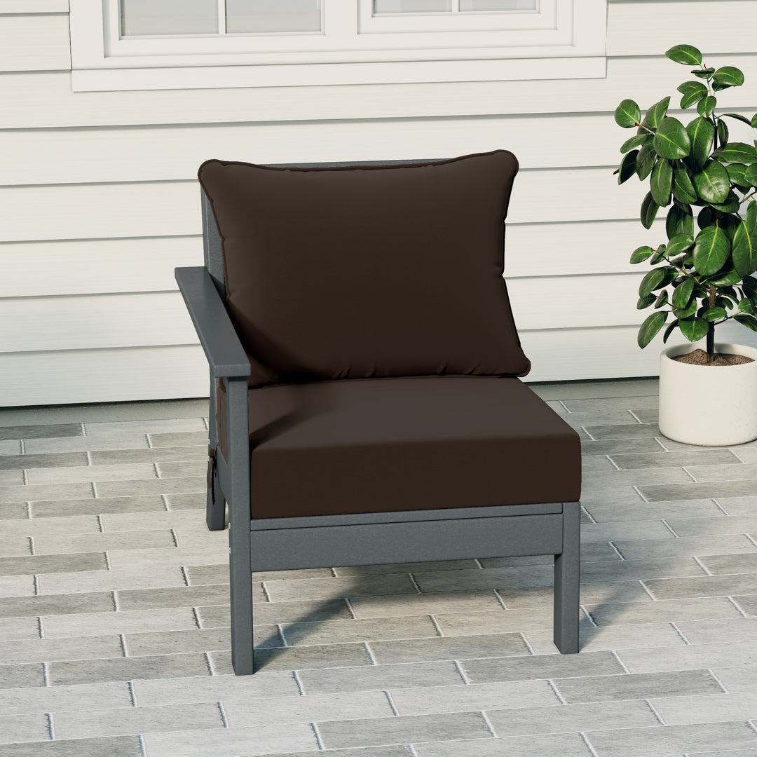 Avalon Outdoor Patio HDPE Left Arm Sectional Corner Club Chair with Patio Cushions