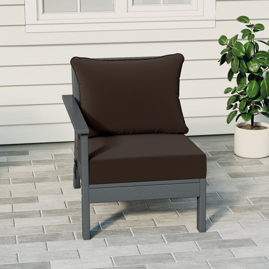 Avalon Outdoor Patio HDPE Left Arm Sectional Corner Club Chair with Patio Cushions