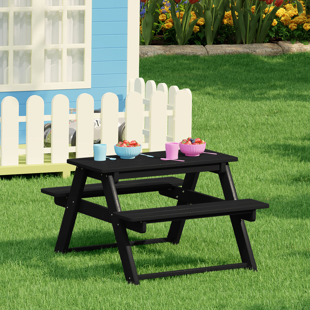 Malibu Outdoor Patio Kids HDPE Plastic Picnic Bench Table