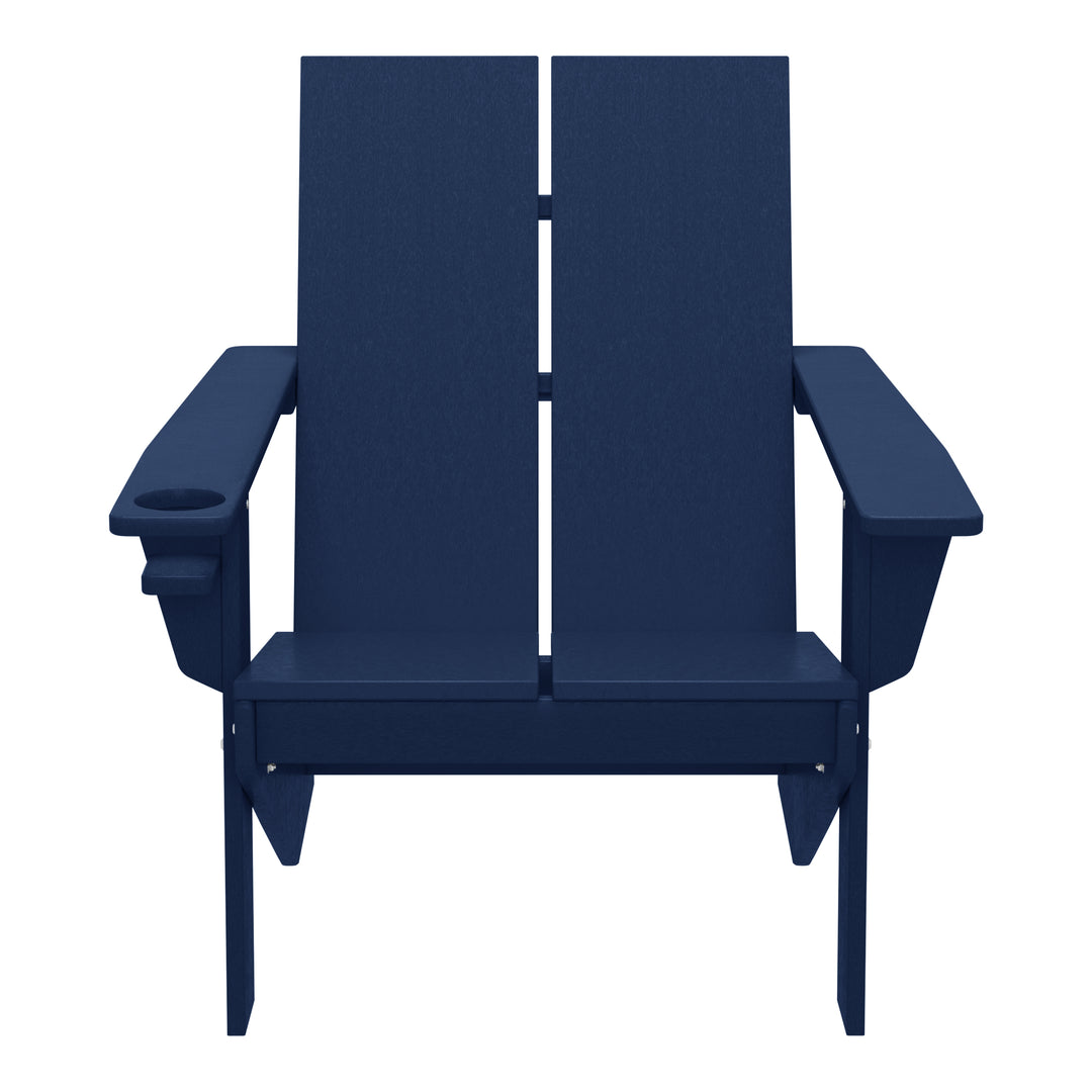 Riviera Outdoor HDPE Modern Adirondack Chair with Cup Holder
