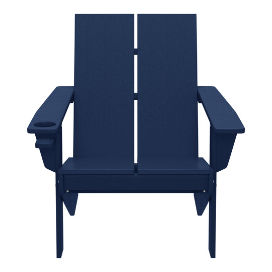 Riviera Outdoor HDPE Modern Adirondack Chair with Cup Holder (Set of 4)