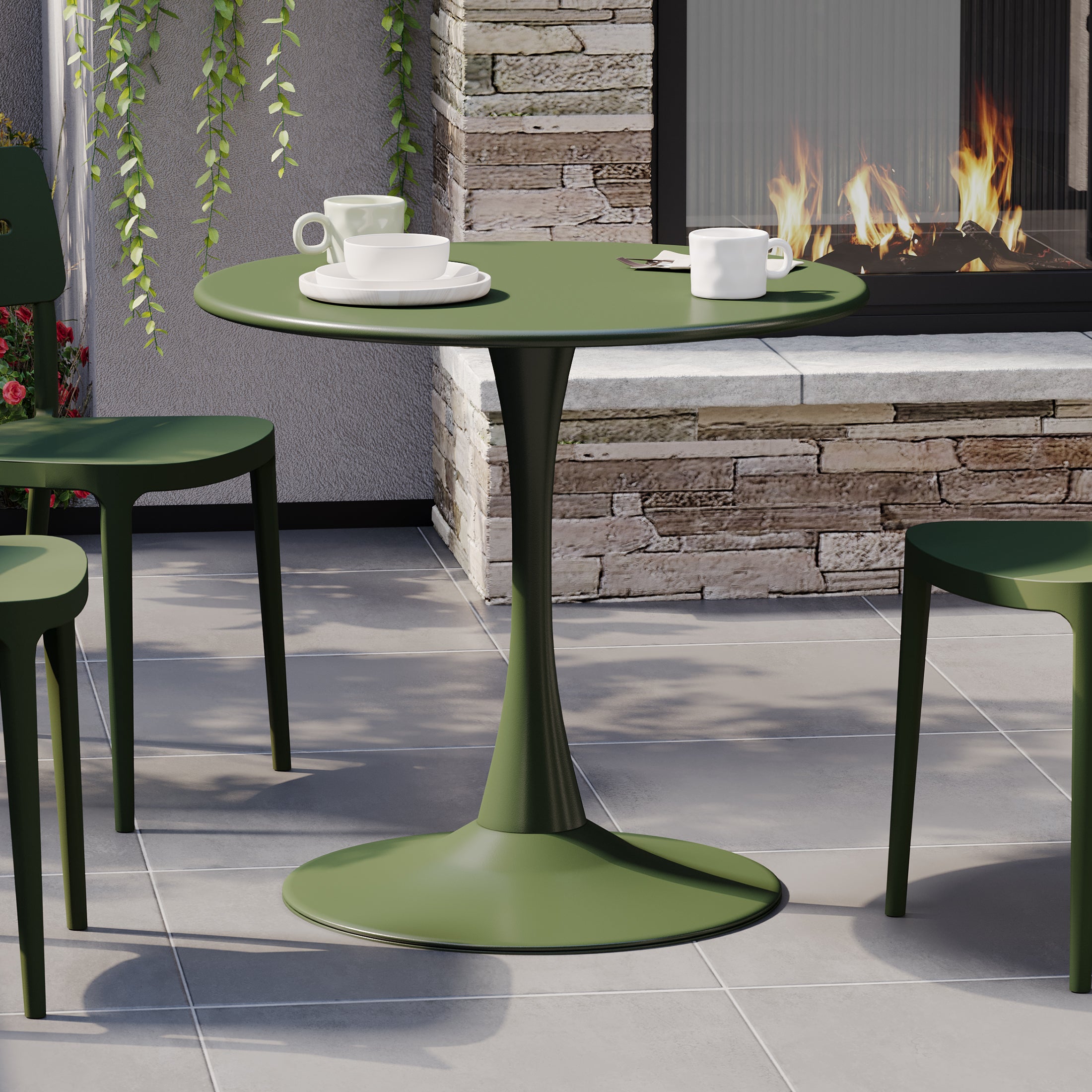 Playa 31.5" Round Outdoor Indoor Metal Cocktail Dining Table