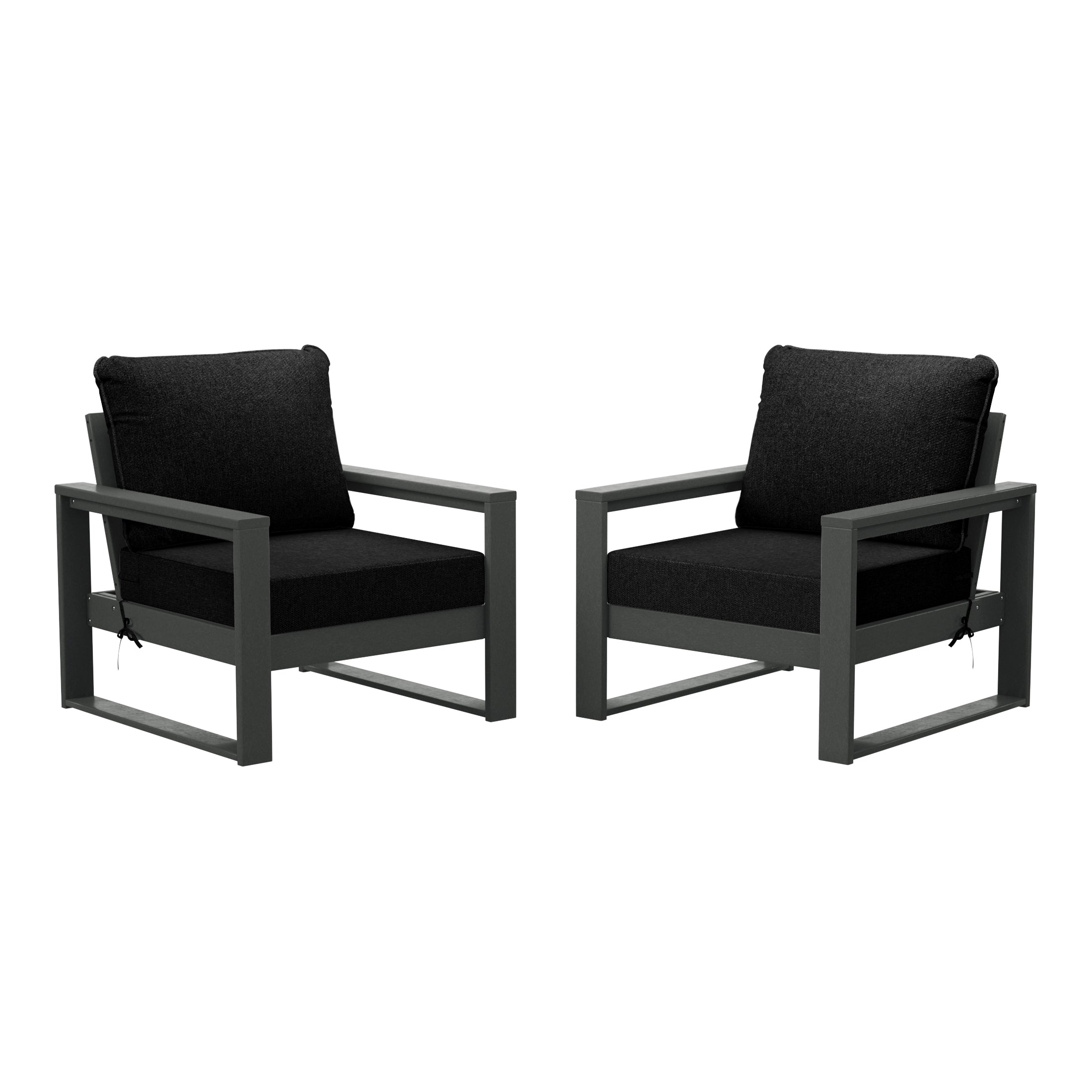 Montara Outdoor Modern HDPE Patio Club Chair with Waterproof Deep Seat Cushions (Set of 2)