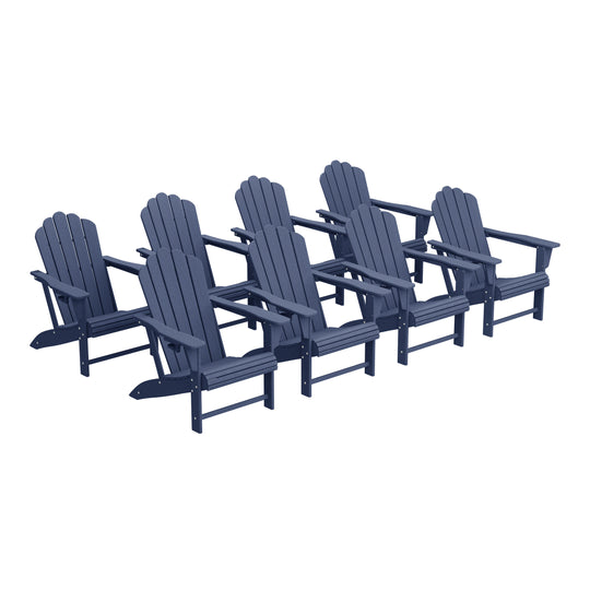 Highland Outdoor Patio HDPE Adirondack Chairs With Cup Holders (Set of 8)