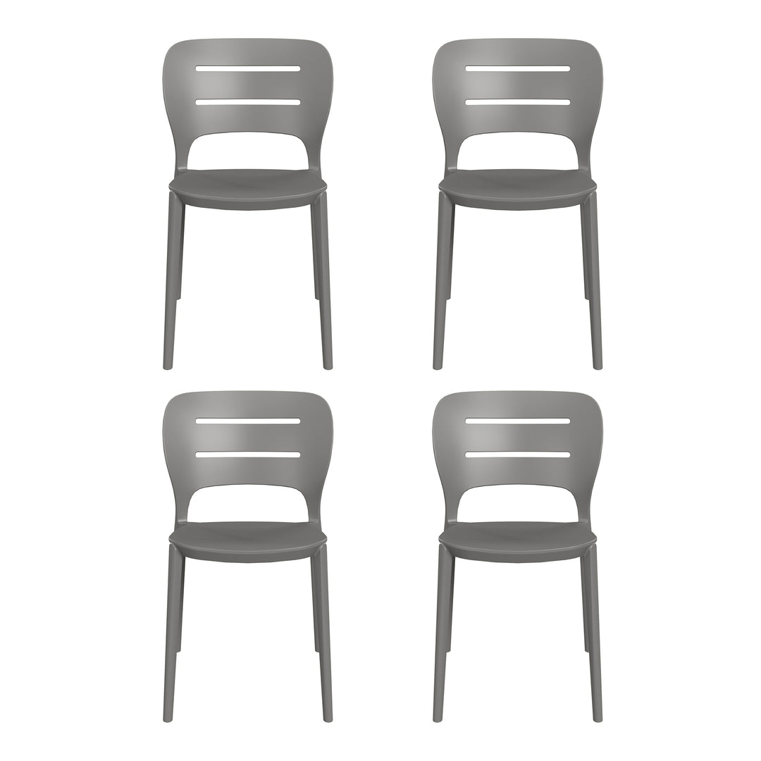 Playa Outdoor Modern Stackable Plastic Patio Dining Side Chairs (Set of 4)