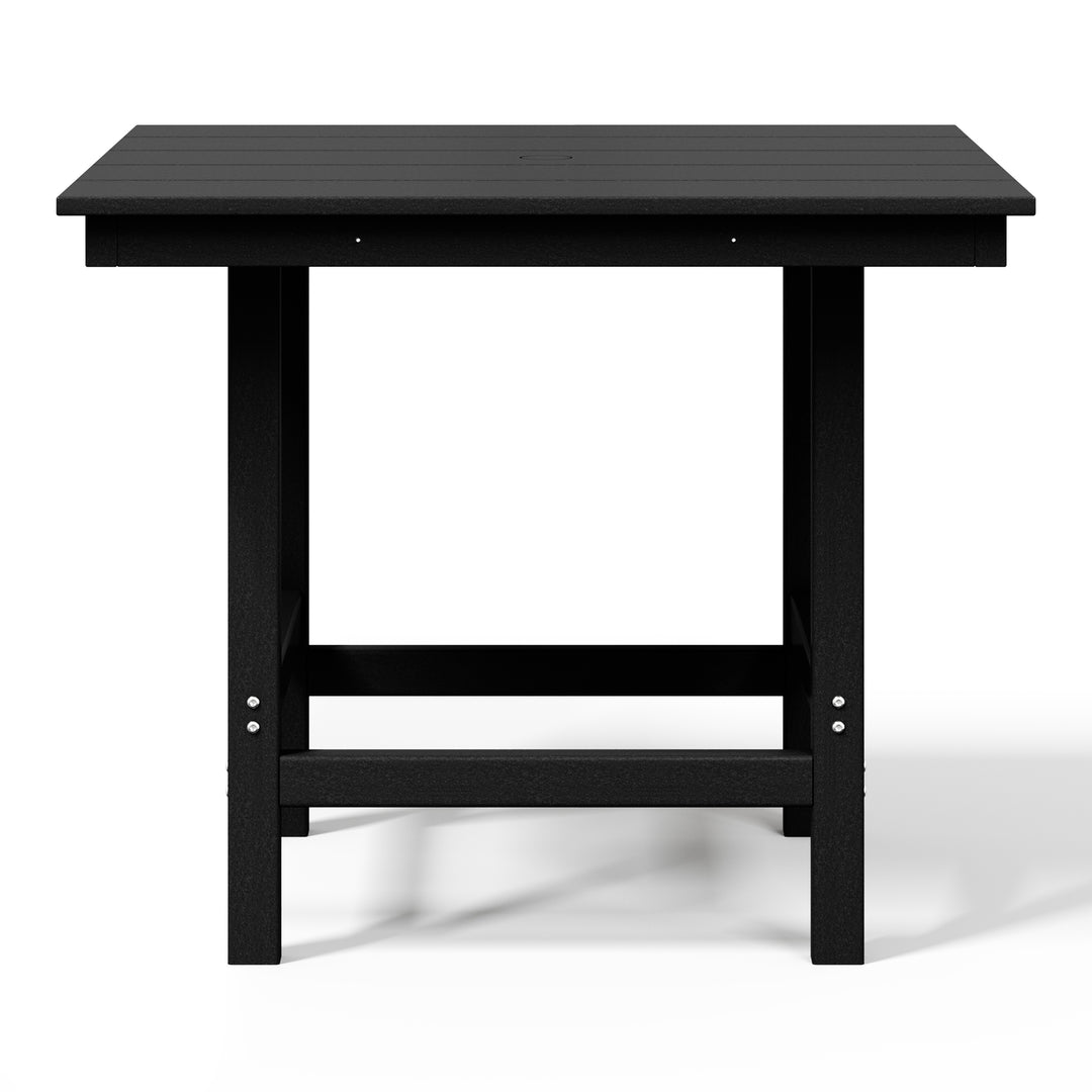 Ashore Outdoor HDPE 36" Square Patio Dining Table with Umbrella Hole