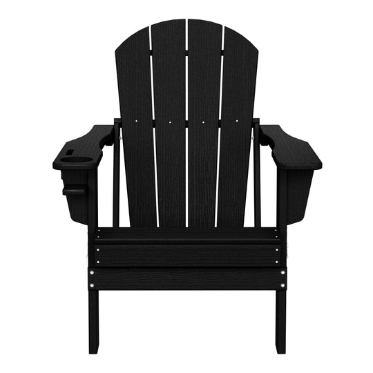 Nantucket Outdoor Patio HDPE Resin Folding Adirondack Chairs With Cup Holder and Phone Holder (Set of Four)