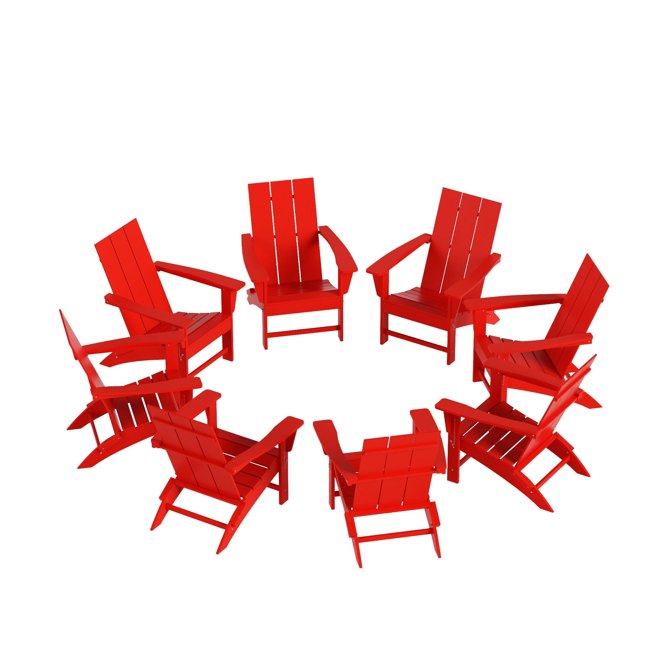 Ashore Modern Poly Folding Adirondack Chair Set (Set of 8)
