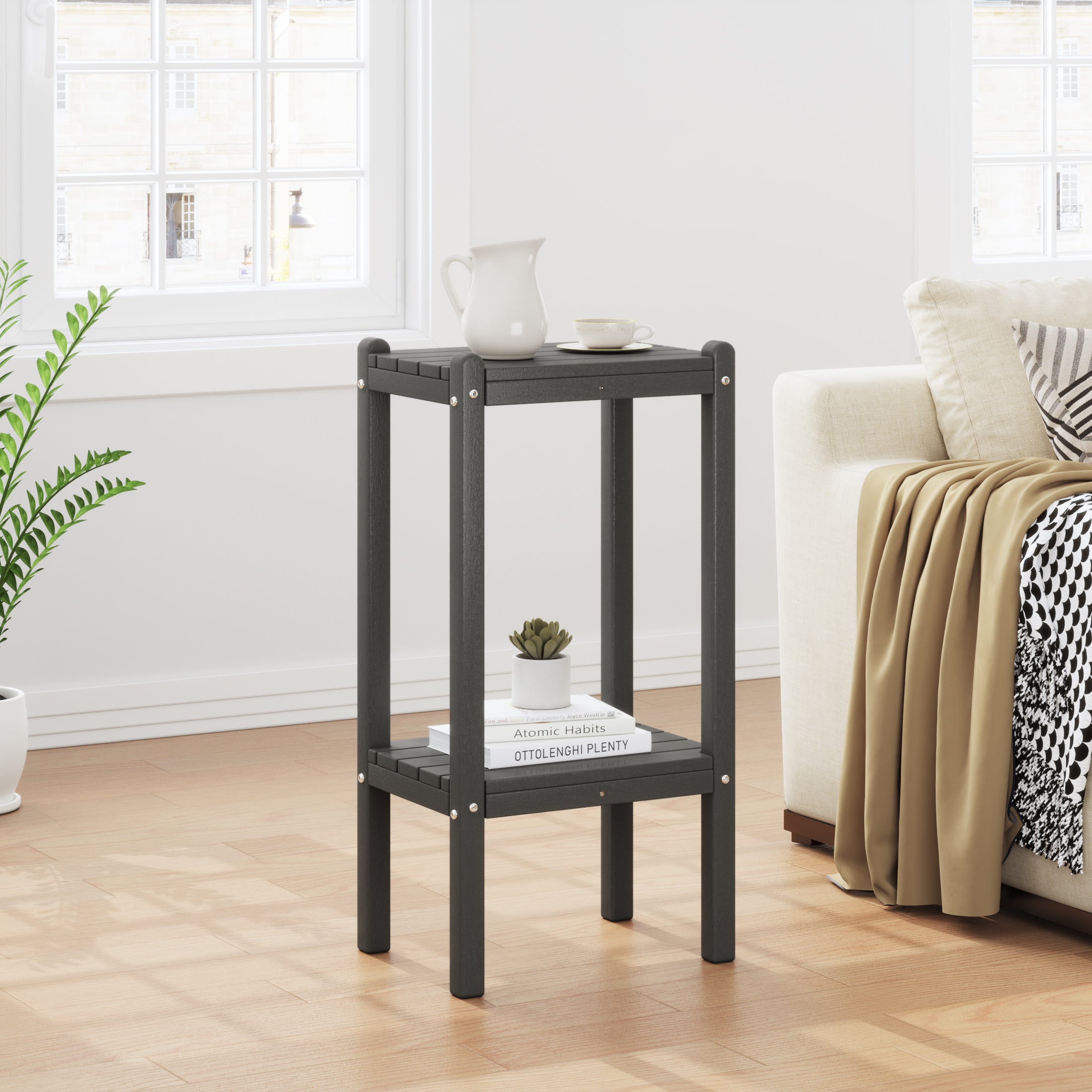 Malibu 36" Outdoor Adirondack HDPE 2-Tier Patio Side Table