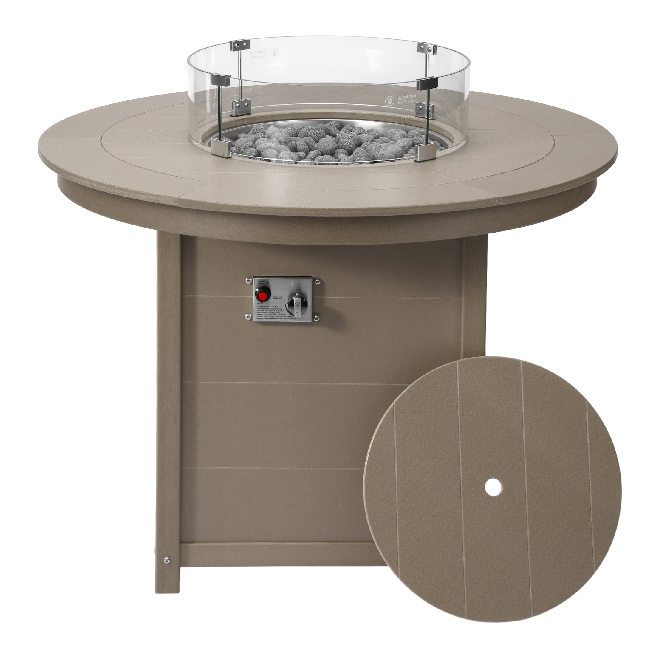Helios 47" Modern Outdoor Patio Propane Round Counter Height Fire Pit Table