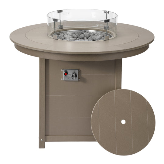 Helios 47" Modern Outdoor Patio Propane Round Counter Height Fire Pit Table