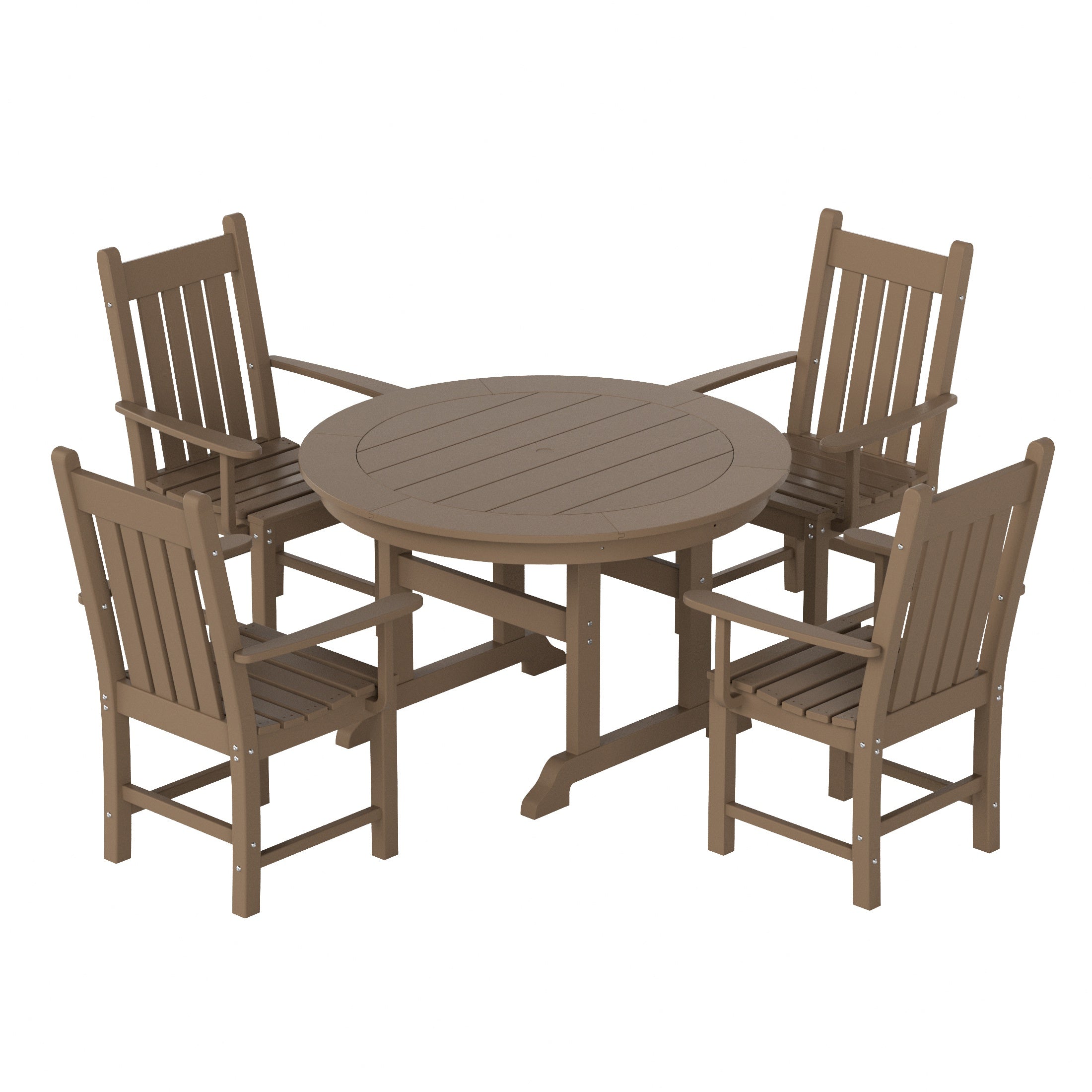 Malibu 5 Piece Outdoor Patio Dining Set Outdoor Round Table and Armchair Set