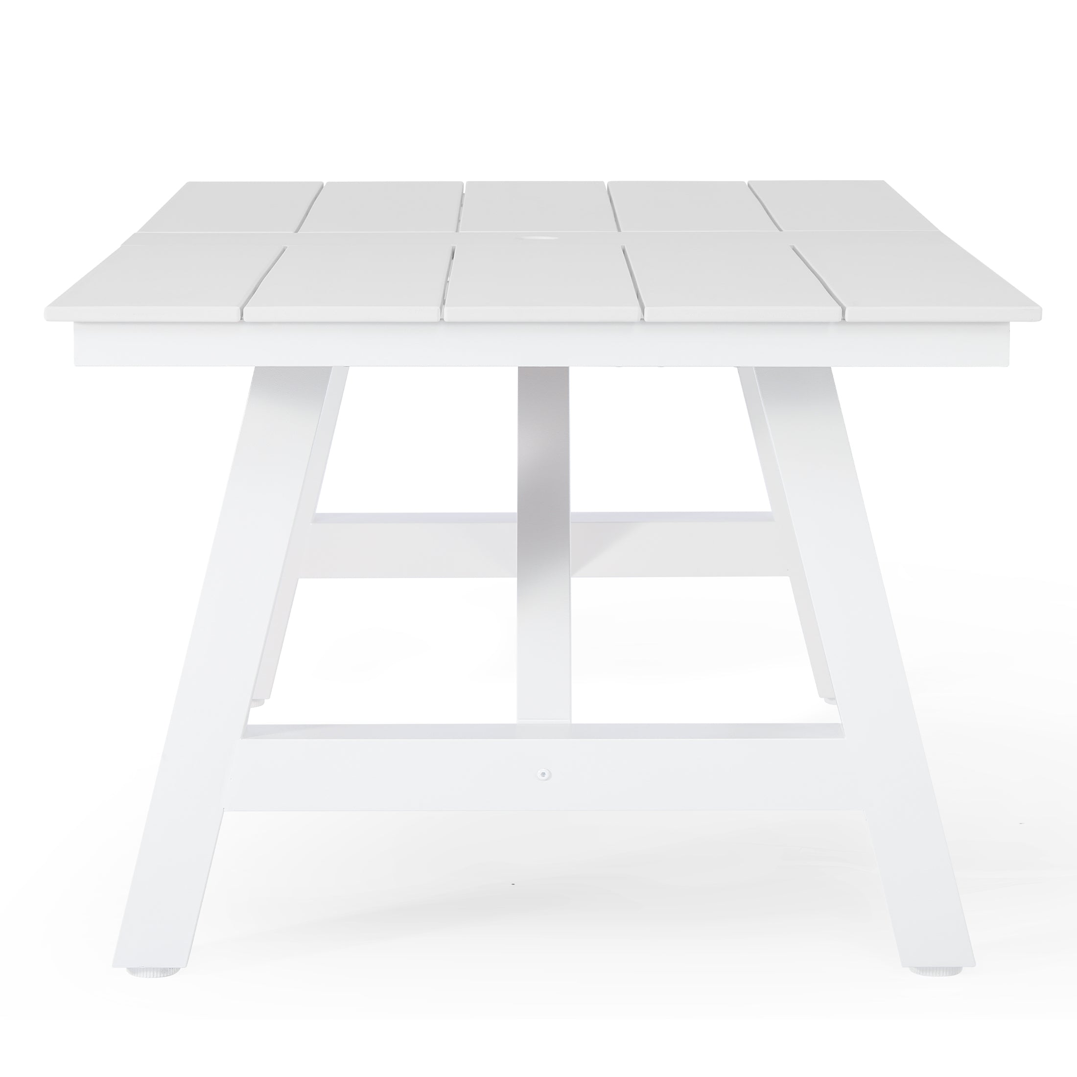 Cape May 90" HDPE Rectangle Outdoor Patio Dining Table With Umbrella Hole and Metal Frame
