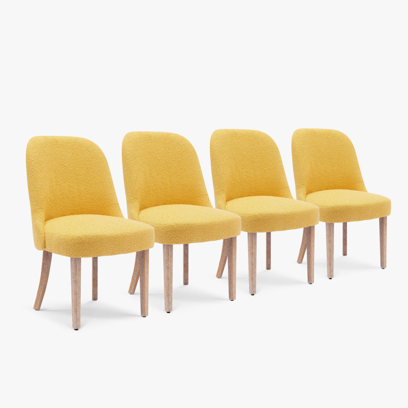 Genevieve Mid-Century Modern Upholstered Boucle Dining Chair (Set of 4)