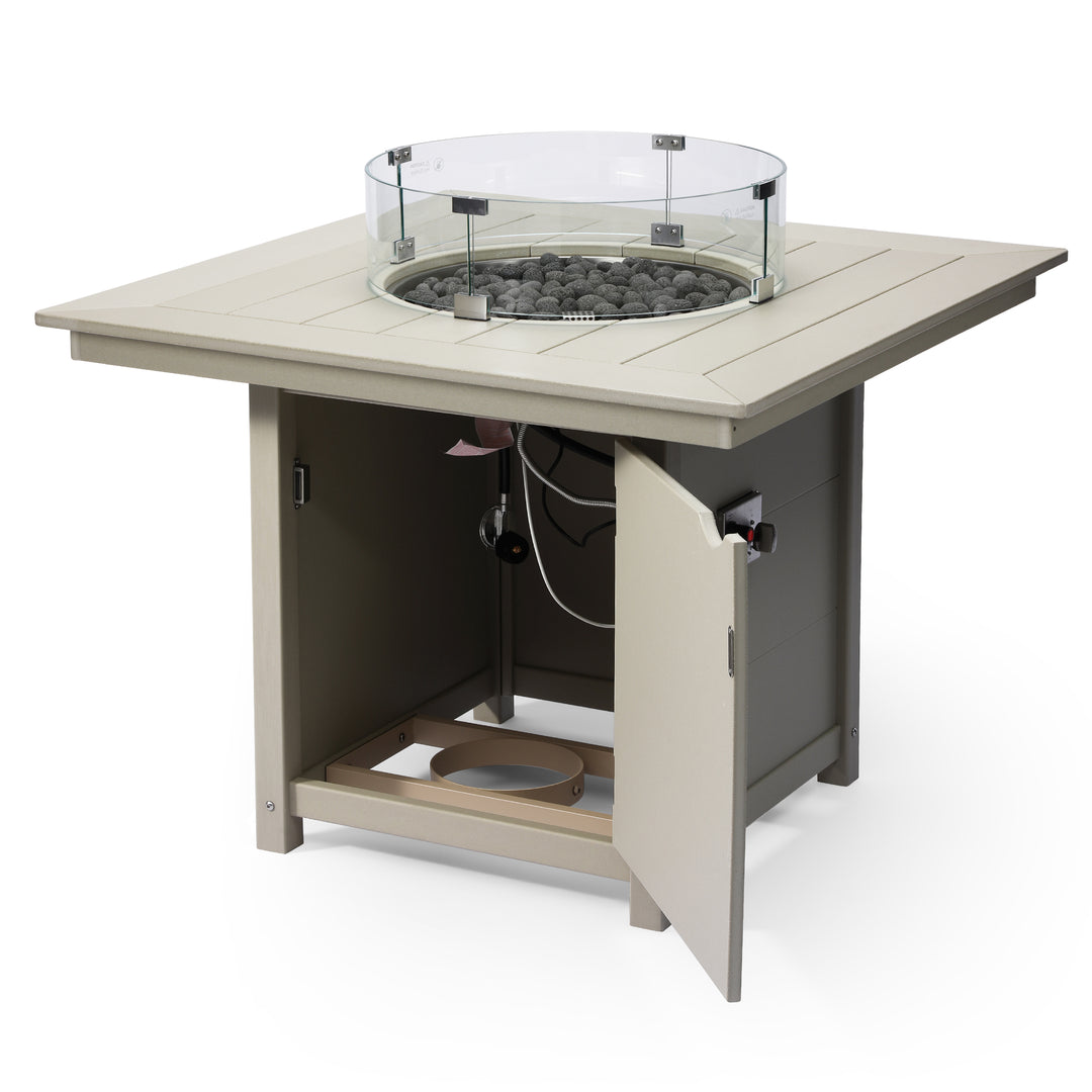 Helios Modern Outdoor Patio Propane 42" Square Fire Pit Table