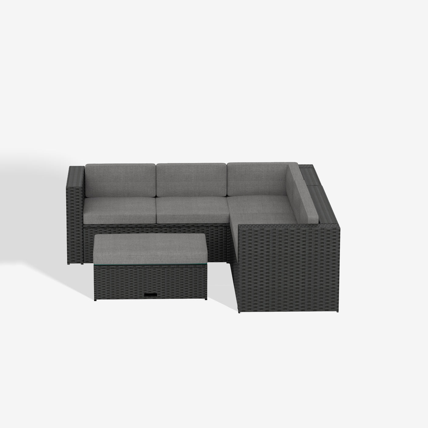 Bronx 6 Seating Outdoor Wicker Rattan Conversation Sofa Set with Storage Ottoman